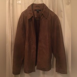 Mens large brown leather coat from GAP
